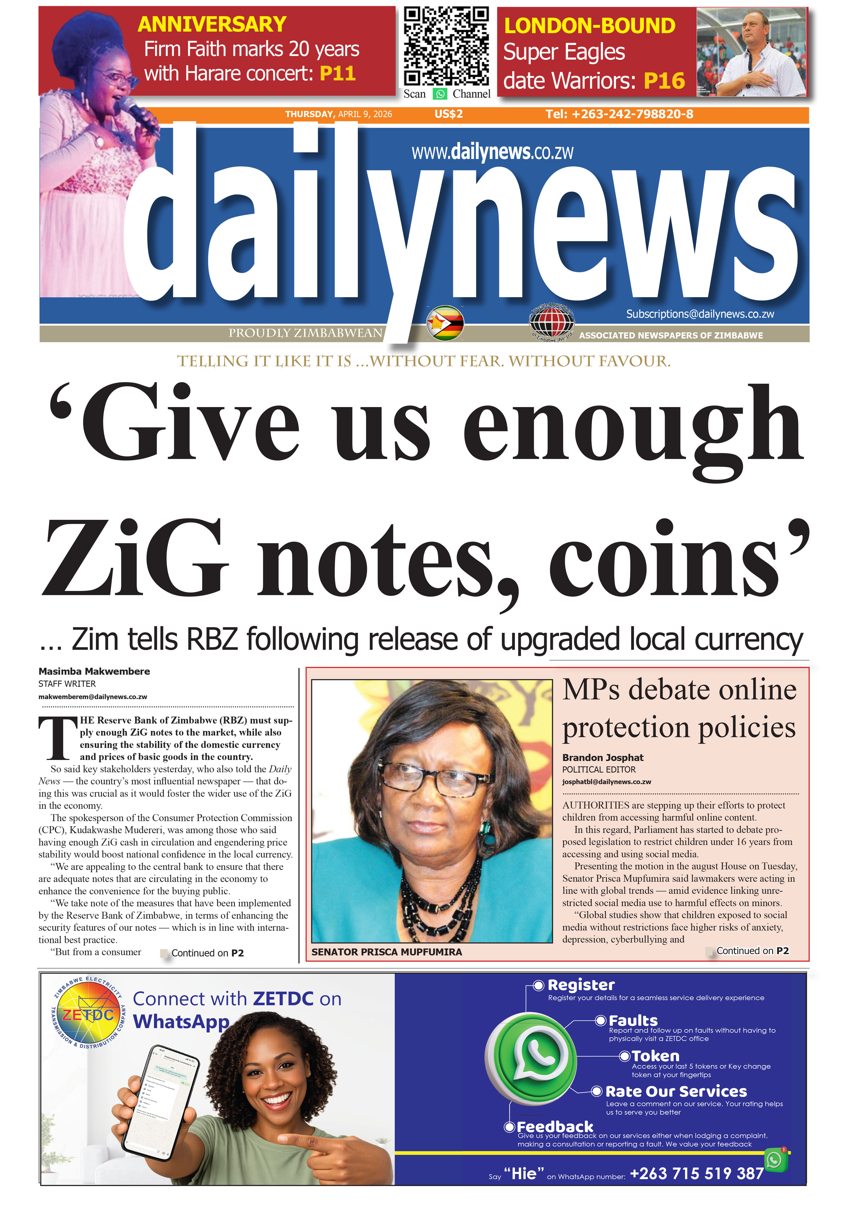 Thursday 9 April 2026